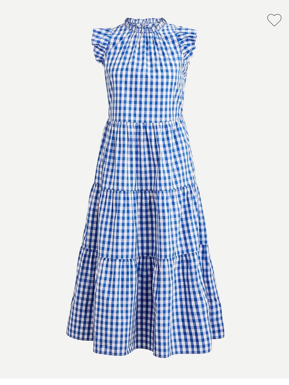 Jcrew Tiered ruffle-sleeve dress in blue gingham size xxs
